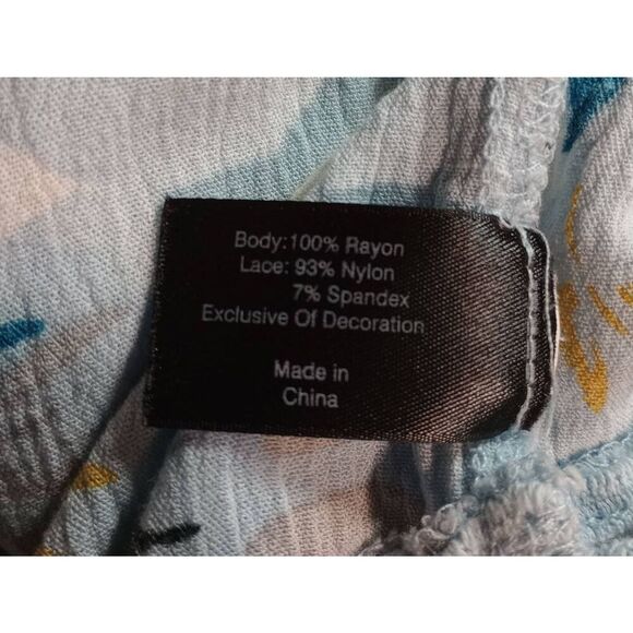 Lane Bryant Shirt Ladies‎ 20 Blue Floral Sleeveless Lace Flowy - Picture 7 of 8